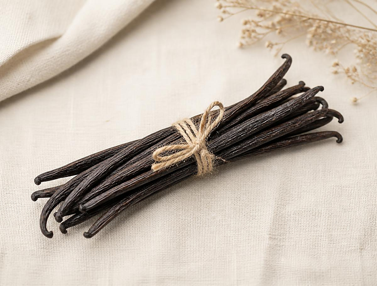 Bundle of cured vanilla beans